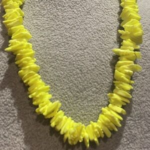 Neon Yellow Pua Shell  Beach Necklace Jewelry 16”